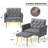 Zianny Velvet Accent Chair with Ottoman-734751137