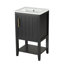 Meuble-lavabo de 20 po avec lavabo, armoire de salle de bain avec porte à fermeture douce, support de rangement et tablette ouverte, meuble-lavabo