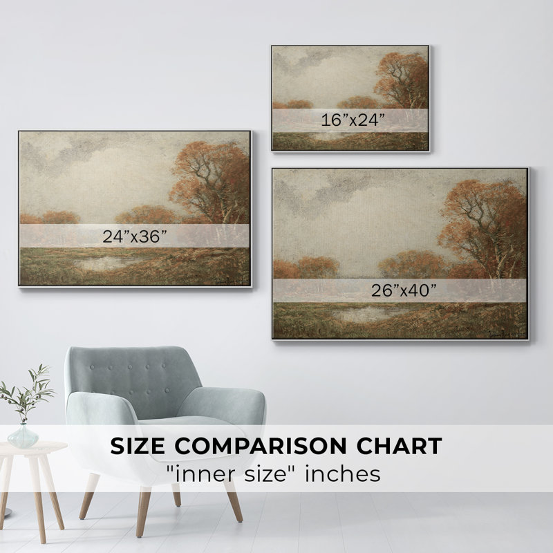 Paysage rétro DCBV, H 17 po x l 25 po x P 2 po, Toile encadrée flottée blanche