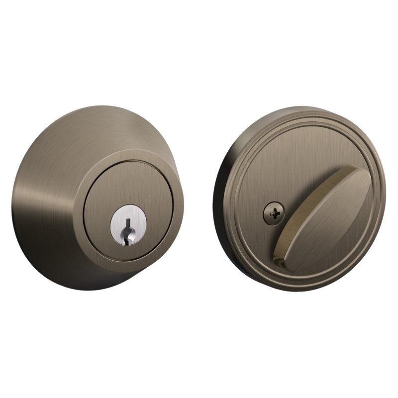J Series Single Cylinder Deadbolt with Rosette, Yes, Antique Nickel