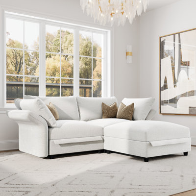 3-Seater Deep Seat Chenille Couch With Ottoman