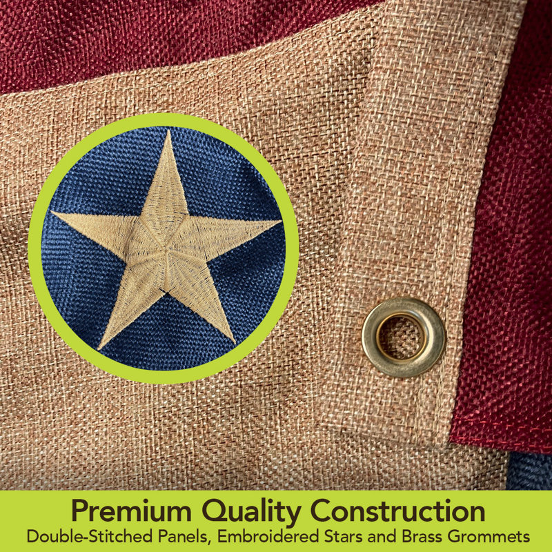 Burlap Patriotic Bunting 72" x 36", 0.1" H x 36" W, Orange/Red/Navy
