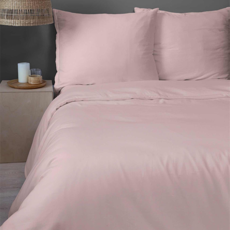 Microfiber / Polyester Solid Colour Duvet Cover Set, Kingsize - 2 Standard Pillowcases, Pink