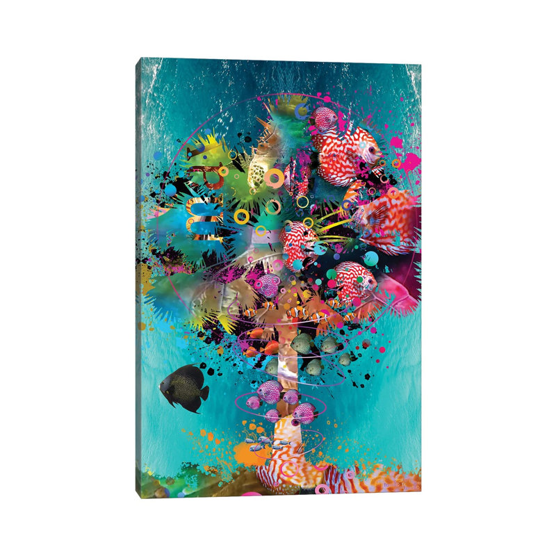 Surfing Palm by David Loblaw - Wrapped Canvas Print, 30.48 cm H x 45.72 cm W