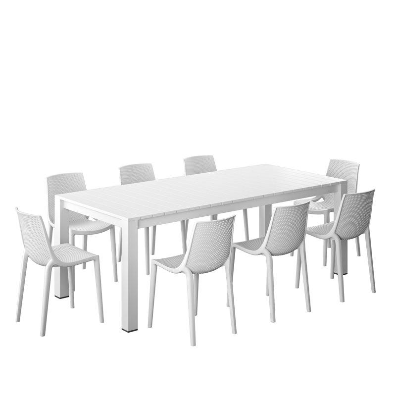 Ensemble repas d'extérieur en aluminium et résine Amazonia Pether, 8