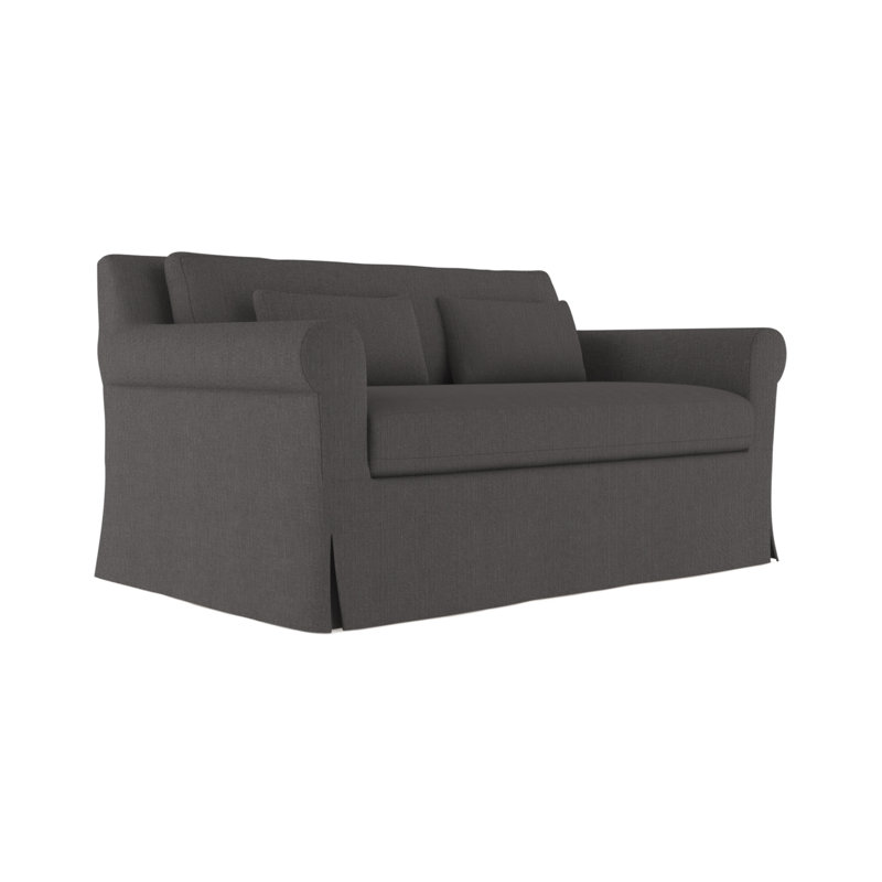 Causeuse à accoudoirs arrondis Ludlow, Lin graphite carré, H 34 po x l 60 po x P 42 po, Naturel