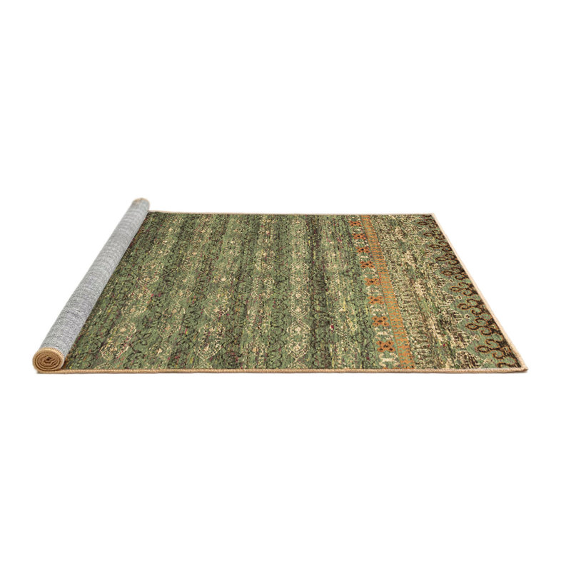 Tapis contemporains brun 1035 lavables à la machine, Rond 8 pi