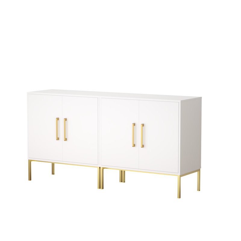 2-in-1 Black TV Stand for TVs up to 60",Storage with Cabinet, White