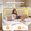 Lit de jour double avec barrière de sécurité et tête de lit en velours, cadre de lit d'angle en métal avec 2 tiroirs de rangement et ports USB, cadre de lit double pour filles, tête de lit réglable en hauteur, blanc-593530793-593530798