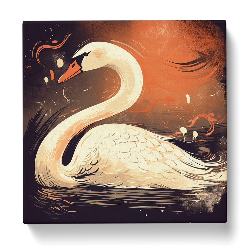 Swan Retro No.3 - Wrapped Canvas, 35cmH x 35cmW