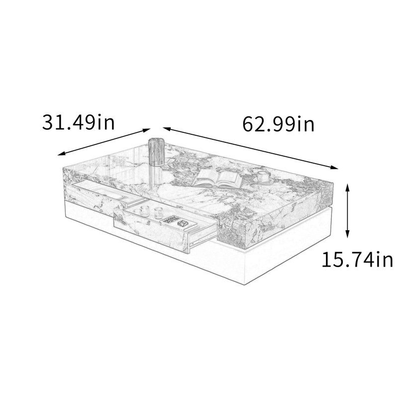 Alexander, 15.74" H x 62.99" L x 31.49" W, White/Gray