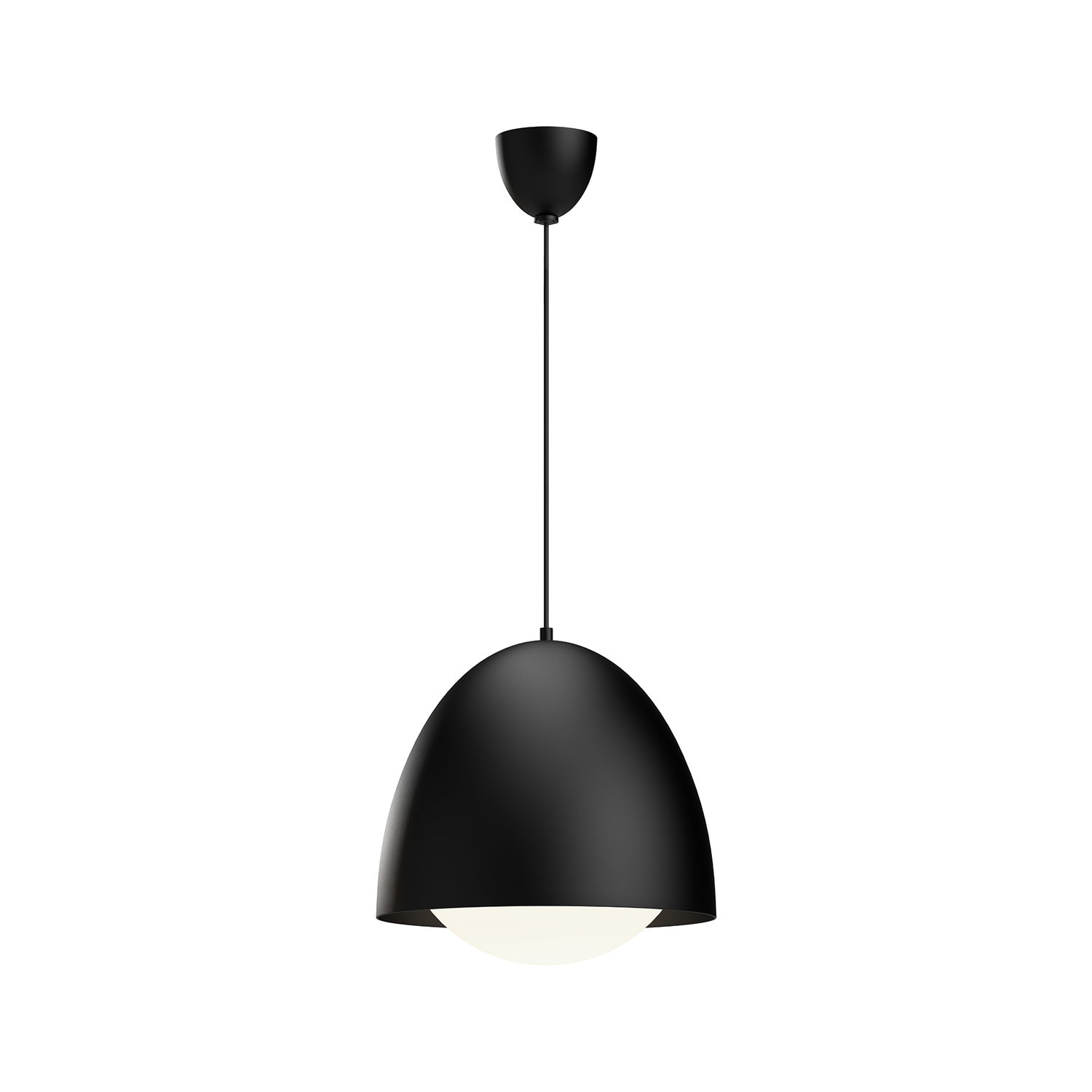 Torten Single Light Glass Steel Pendant, Matte Black, 92.13" H x 16" W x 16" D