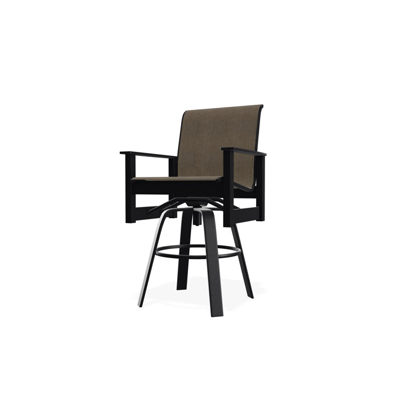 Fauteuil pivotant à hauteur de barre en polymère de qualité marine Leeward Sling, Noir, Ombre Augustine