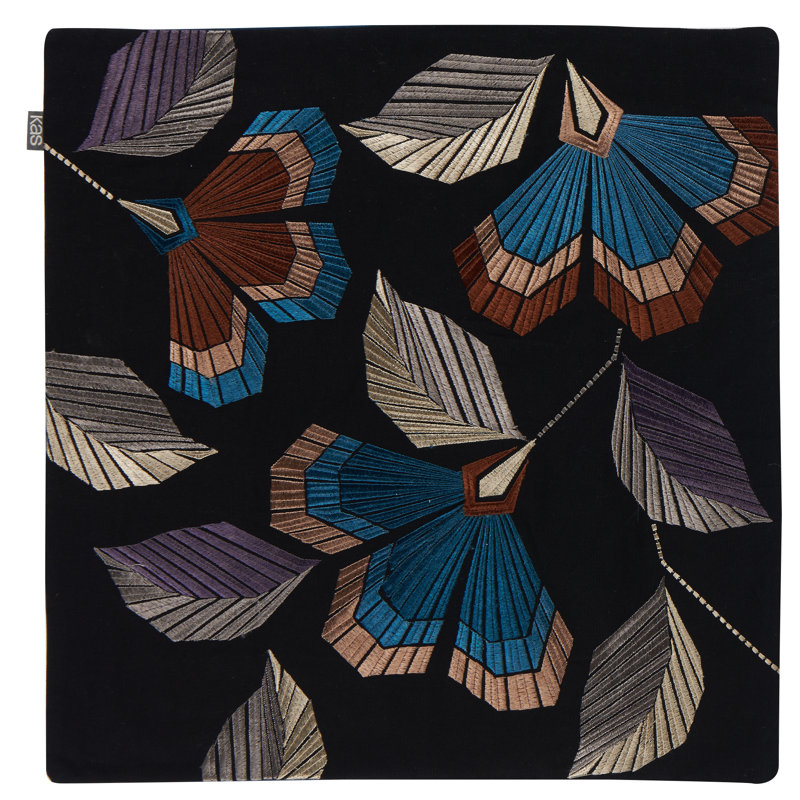 Housse de coussin en coton Janzen, Bleu / gris