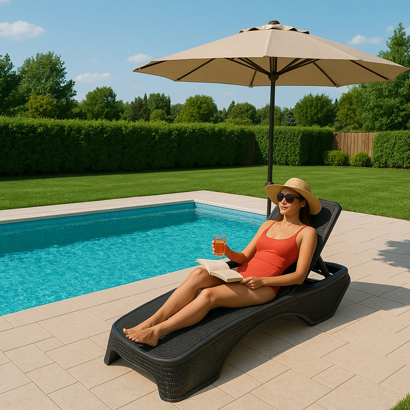 Ingifrith 200cm Long Reclining Single Chaise, Black