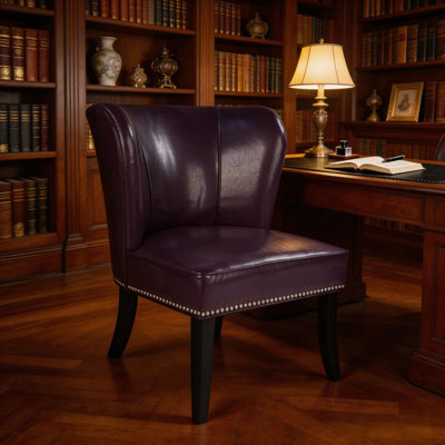 25.6 "x27.2" x32.8 " PU Leather Accent Chair, Living Room Lounge Sofa Chair with Rivet Trim for Bedroom Home Reception
