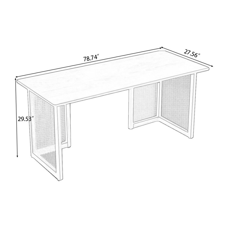 Bureau d'écriture Burlywood, H 29,53 po x l 78,74 po x P 27,56 po