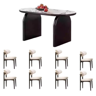 Table et chaise de salle à manger de style crème minimaliste