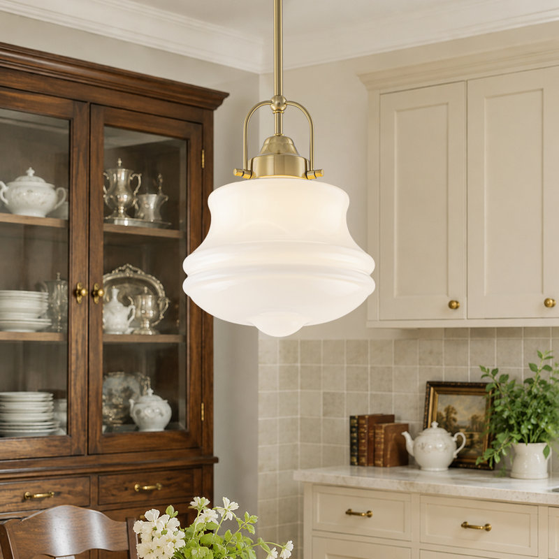 Luminaire suspendu en verre laiteux 1 lumière