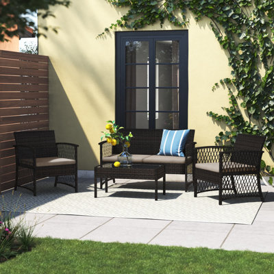 Knopp 4 - Person Patio Conversation Sets with Cushions