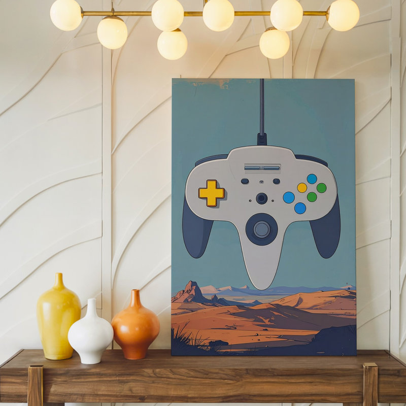 Console de jeu de console de jeu vidéo minimaliste de console de jeu 64 de certaines formes d'art en direct prêt à accrocher