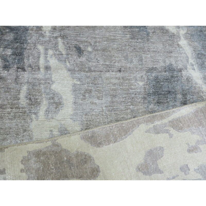 Tapis oriental moderne gris noué à la main 6 x 9 pi 2 po avec soie 68C306C3EC83472A9D8B8886D7CDA54D