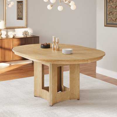 Table de salle à manger extensible en bois massif rustique avec rallonge de 16 pouces