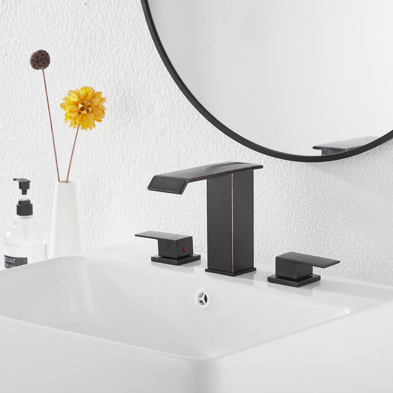 Robinet de salle de bain à large entraxe avec bonde, Bronze huilé