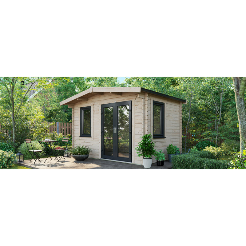Powersheds Apex 8 x 14ft Chalet Log Cabin, Doors to the Right - 44mm