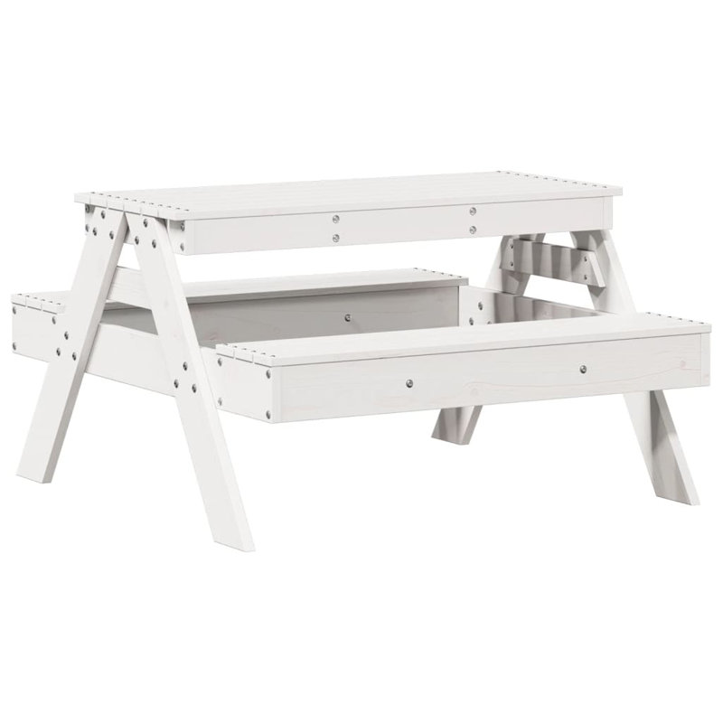 Raemoore Rectangular Outdoor Picnic Table , cm W cm D, 52cm H x 97cm W x 88 cm L, White