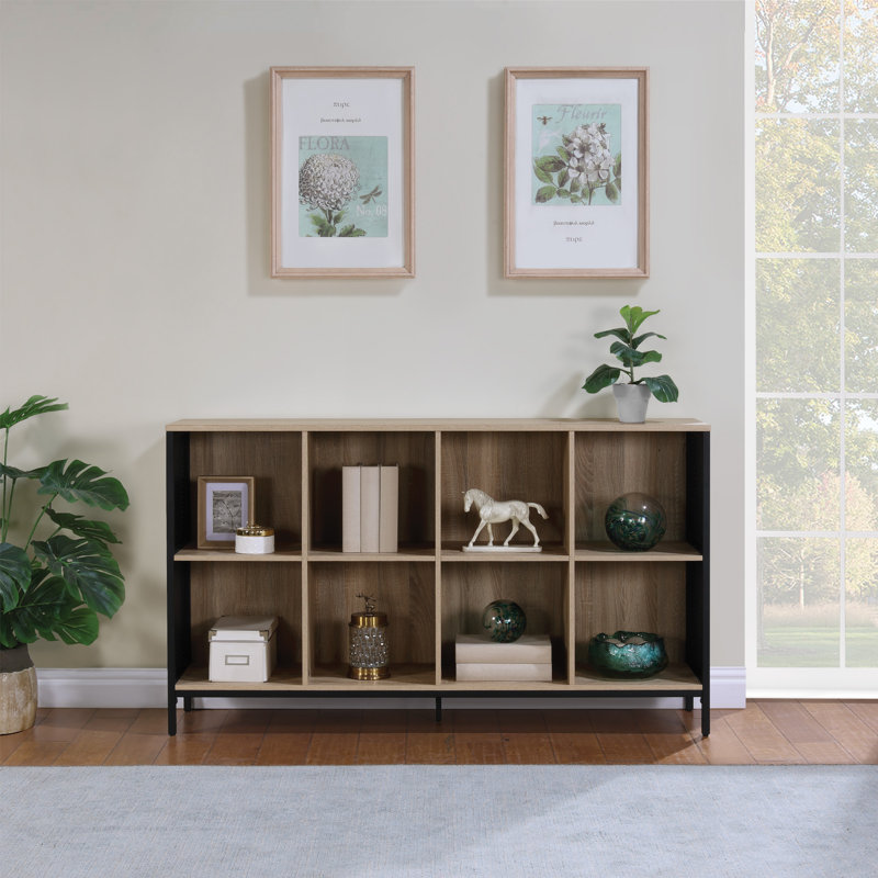 Ace 8 Cube Bookcase/Storage Unit, Black/River Oak, 34" H x 57.5" W x 13.5" D