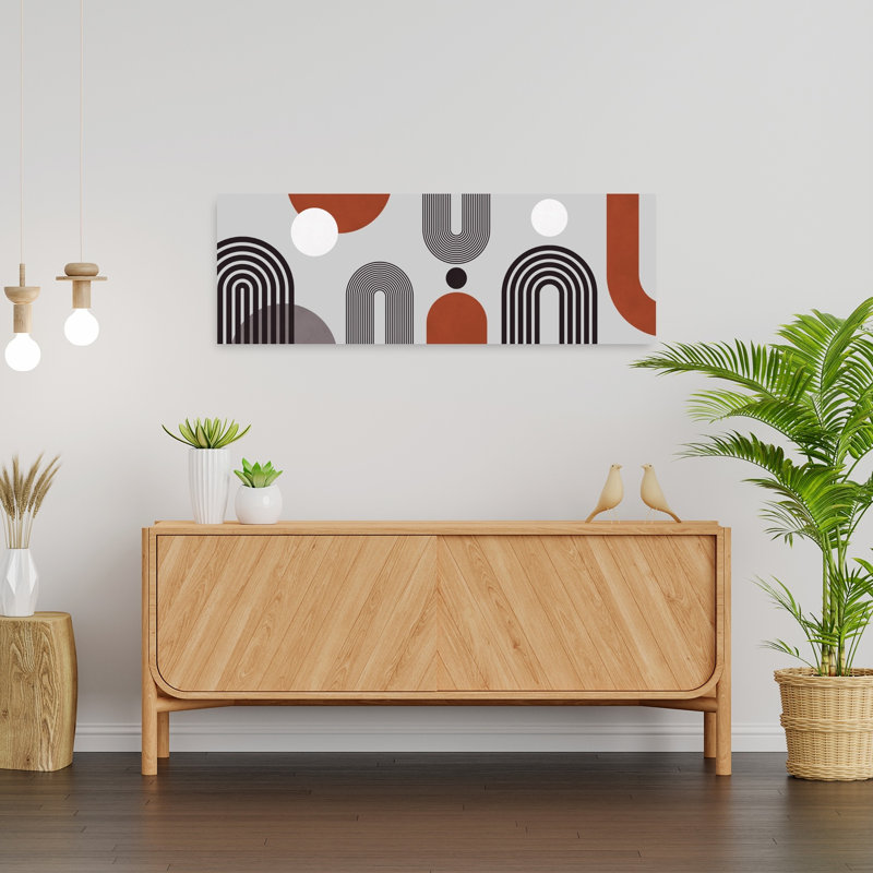 Abstract Terracotta Arches by Vitor Costa - Wrapped Canvas Panoramic Print, 30.48 cm H x 91.44 cm W