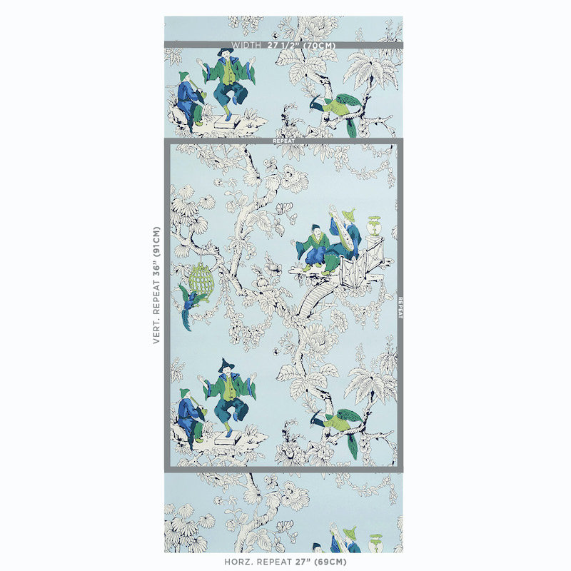 Chinoiserie Moderne Wallpaper, Blue