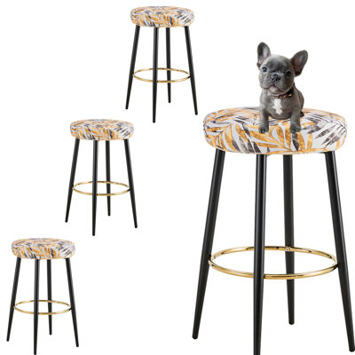 Tabourets de bar rembourrés dorés (ensemble de 4)