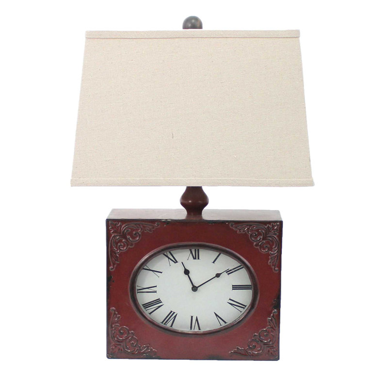 Horloge de table analogique en métal, Brun