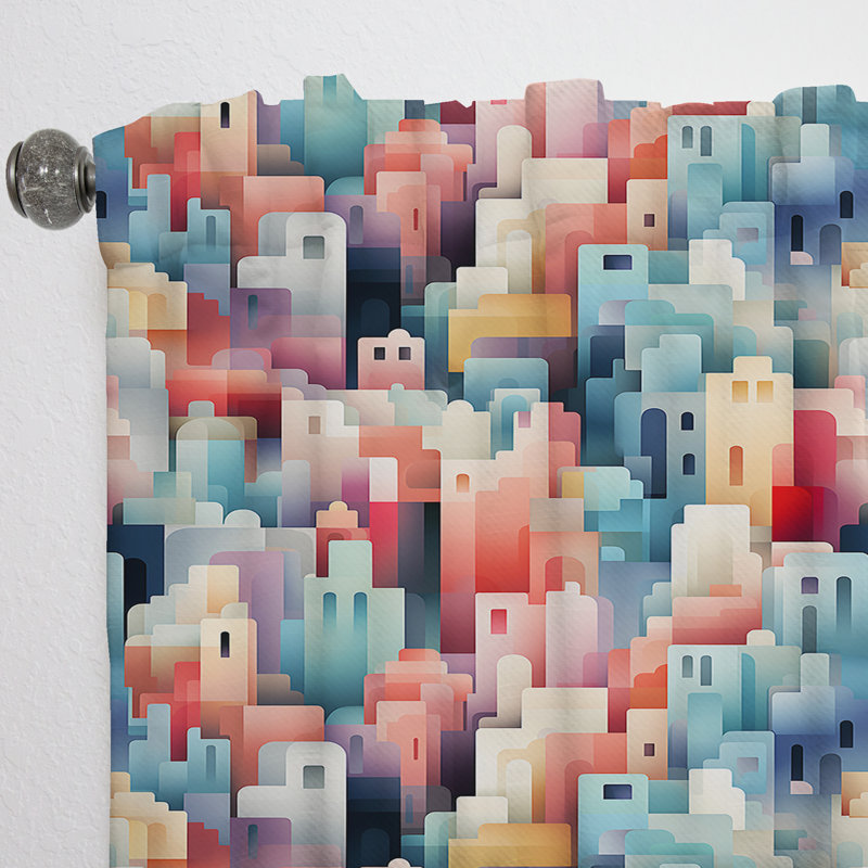 Motif géométrique de couleurs pastel Skylines - Rideau obscurcissant géométrique abstrait - 1 panneau, L 52 po x L 90 po