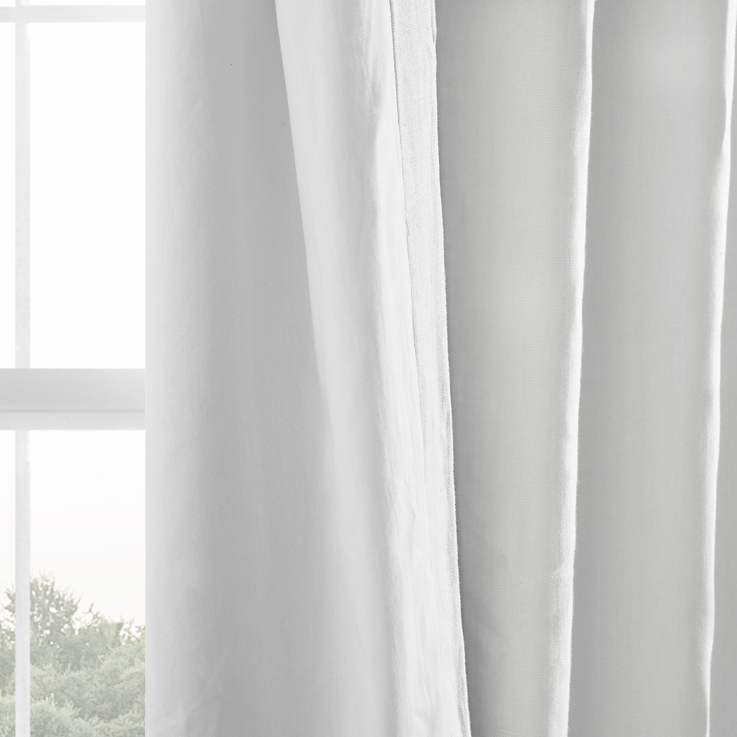 Briella French Linen Room Darkening Curtain, Crisp White, 50" W x 96" L
