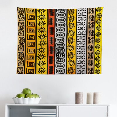 Ambesonne Tribal Tapestry, Motifs With Hand Drawn Style Borders Pattern Art, Fabric Wall Hanging Decor For Bedroom Living Room Dorm, 28"" X 23"", Black -  East Urban Home, 6B7ECCAF813444648EAF35CE19D5439E