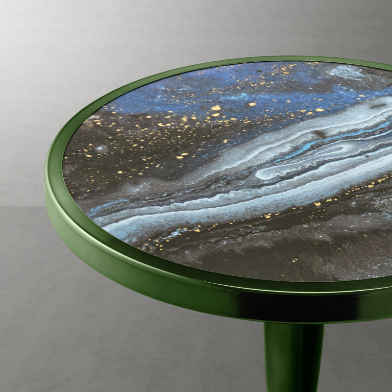 Cheryll Metal Side Table With Galaxy Top And Dome Base
