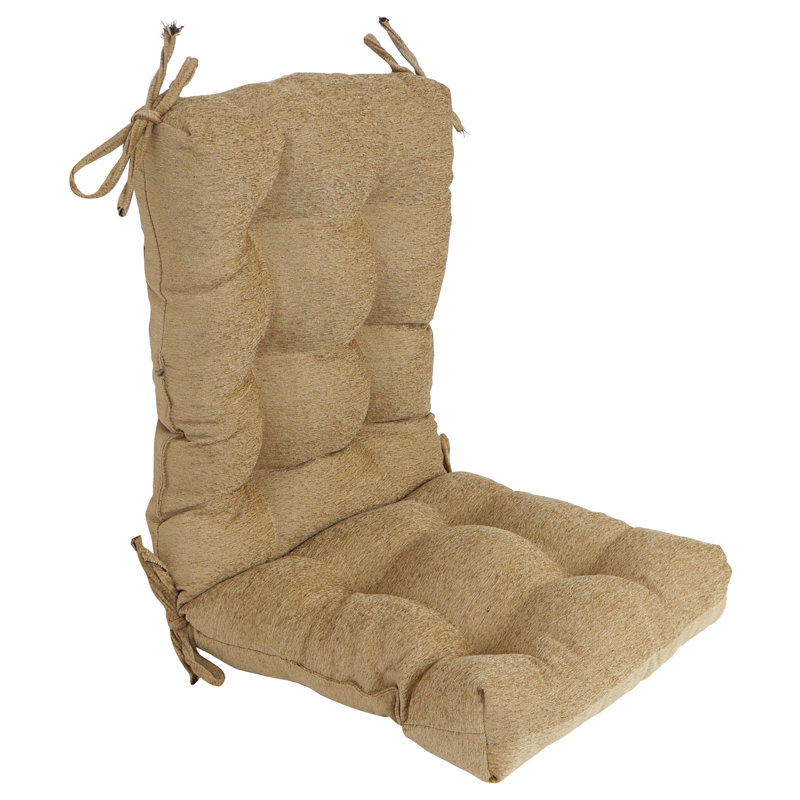 Jacquard Chenille Tufted Seat/Back Chair Cushion, 18" W x 18" D, Tan