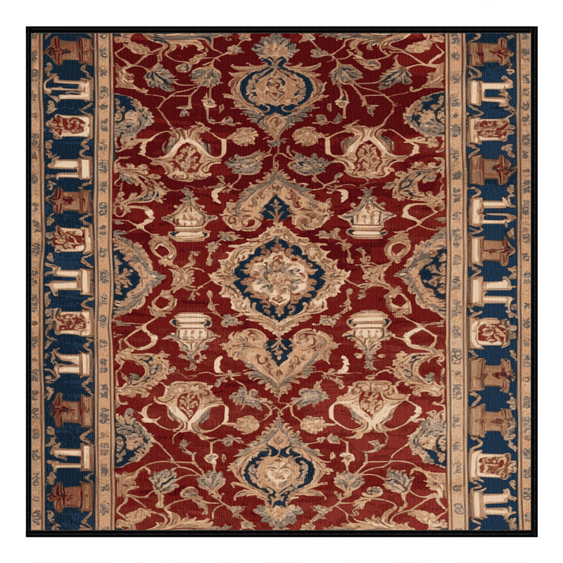 Tapis noir français lavable à la machine, Carré 6 pi