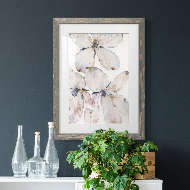 Fleurs tendres Soft II de qualité supérieure avec cadre - prêt à être accroché, H 38 po x l 28 po x P 1 po, Cadre gris