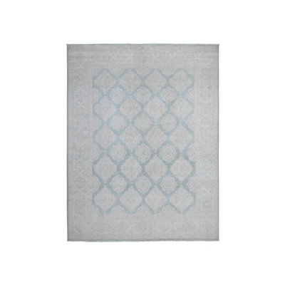 Tapis oriental bleu en laine noué à la main 8 pi x 10 pi 4 po Aryana Peshawar 42F5DD74C1E242509E8B53EF5B1EA175