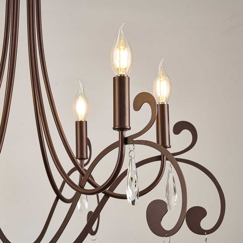 Lustre 6 lumières façon bougie en acier à intensité variable