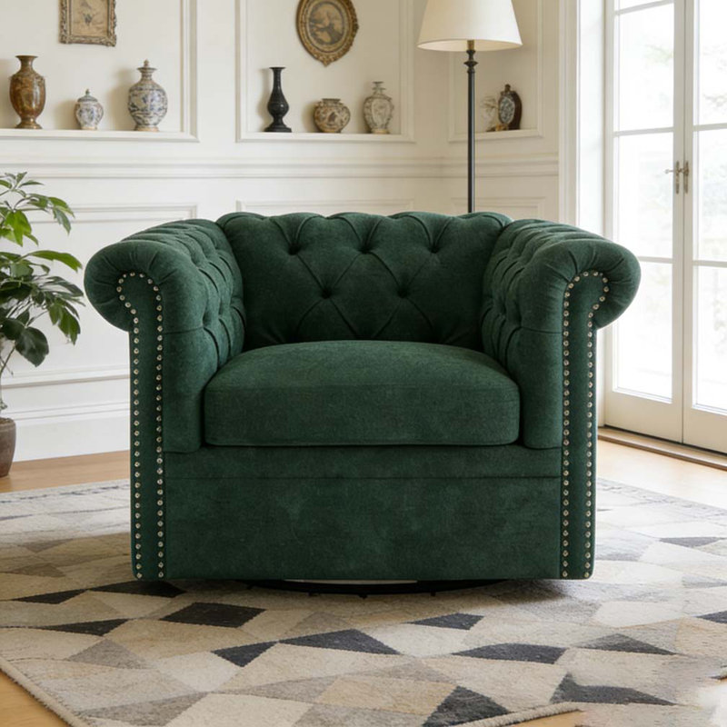 Fauteuil club pivotant Chesterfield, Vert foncé