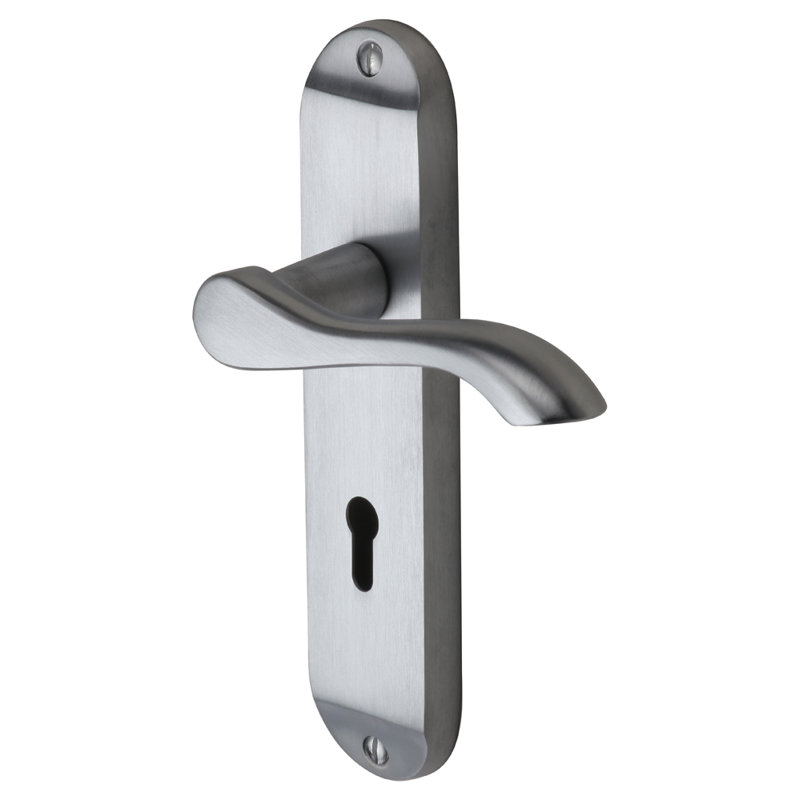 Heritage Brass Sorrento Door Handle Lever Lock Aurora Design, Satin Chrome