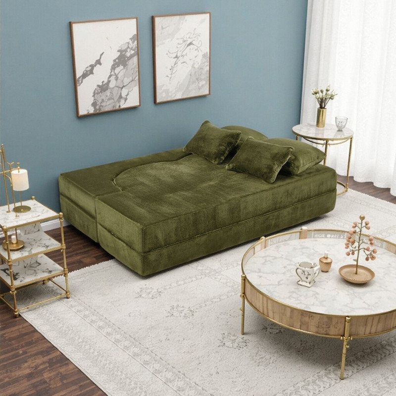 Grand canapé-lit pliable en mousse haute densité, Vert