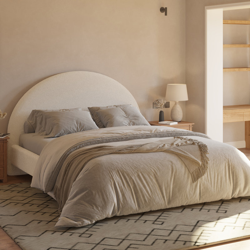 Upholstered Bed Frame, Ivory, Full