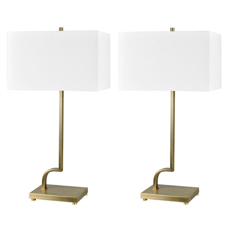 30.75" Metal Table Lamp With White Shade