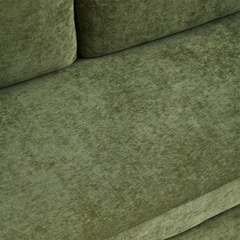 Upholstered L-Shaped 3-Seater Sectional Sofa with Footstool, Green